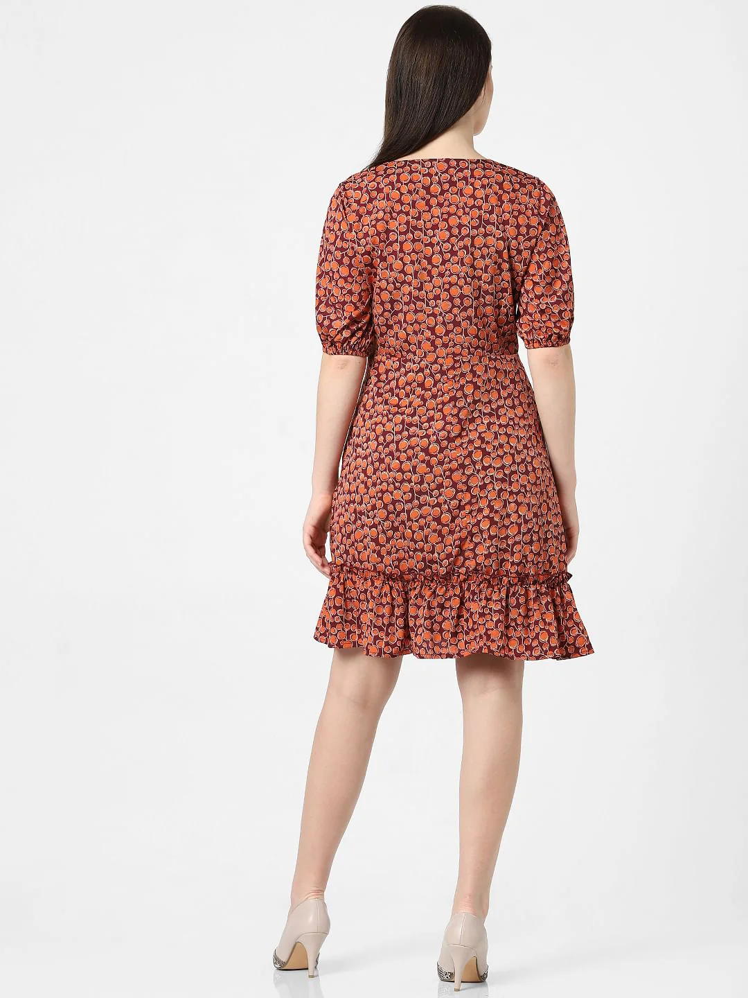 Brown Printed Fit & Flare Dress - Image 3