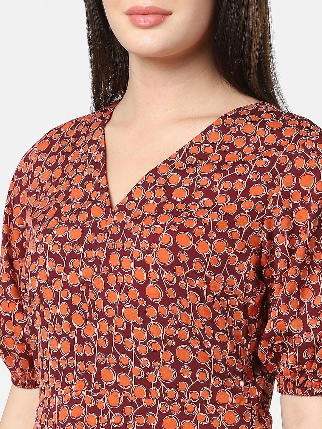 Brown Printed Fit & Flare Dress - Image 4