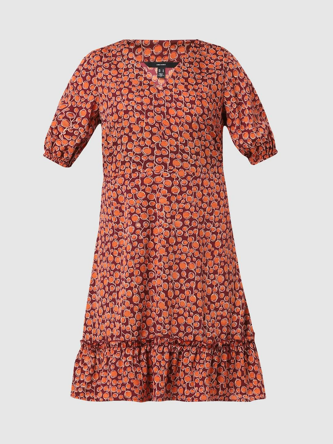Brown Printed Fit & Flare Dress - Image 5