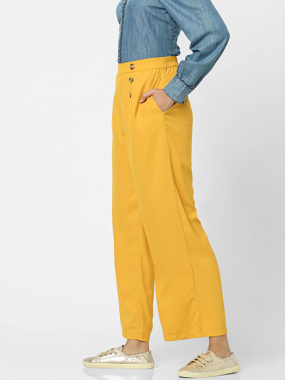 Yellow High Rise Flared Pants - Image 2