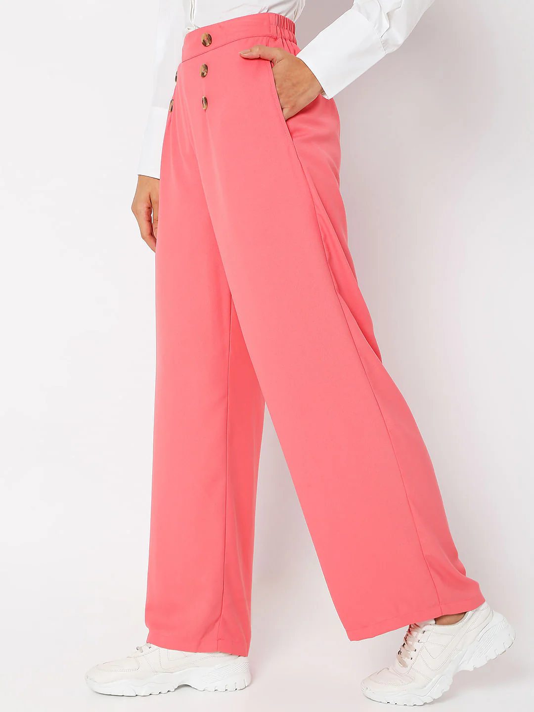 Pink High Rise Flared Pants - Image 2