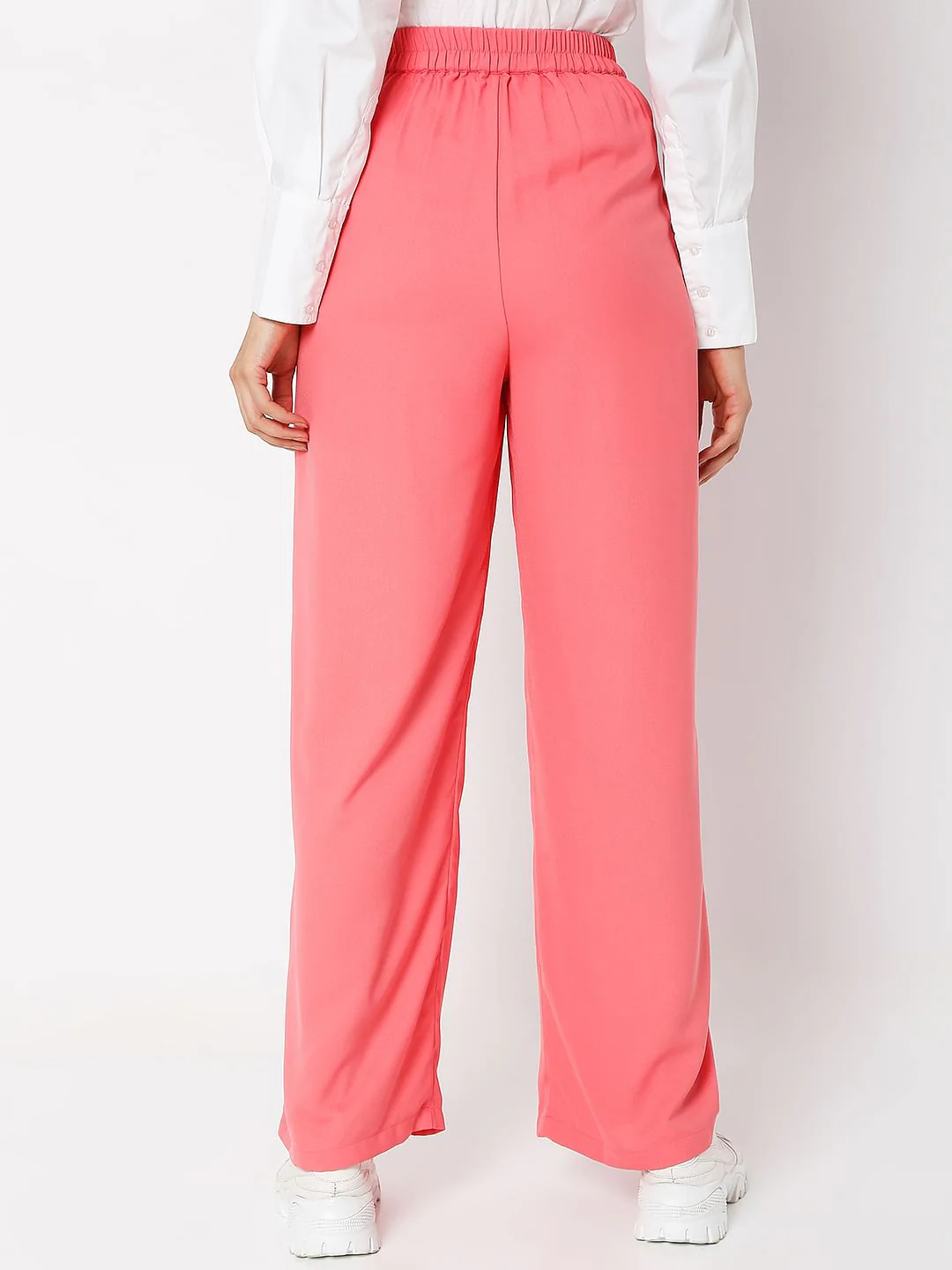 Pink High Rise Flared Pants - Image 3