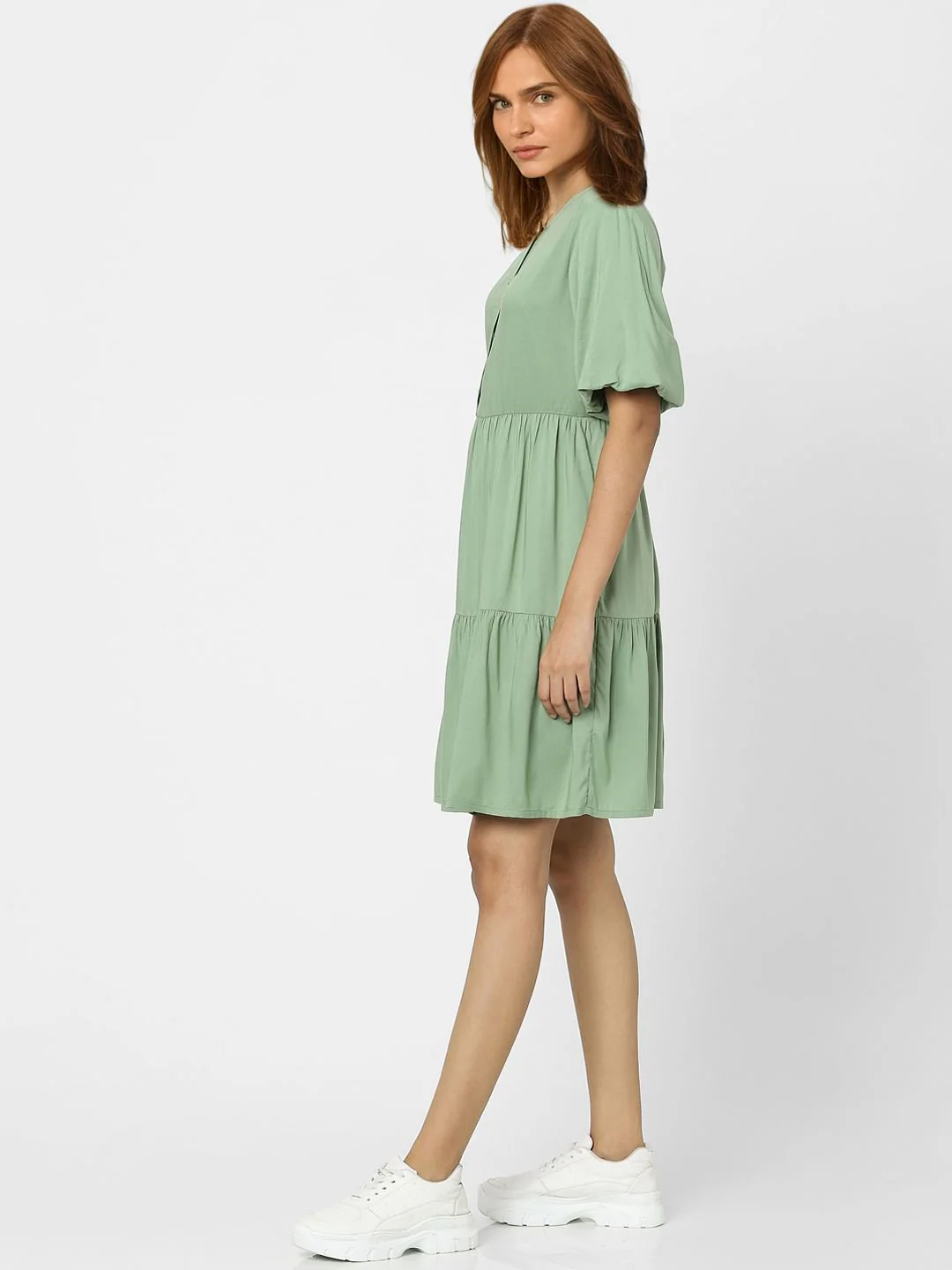 Green Tiered Shift Dress - Image 2
