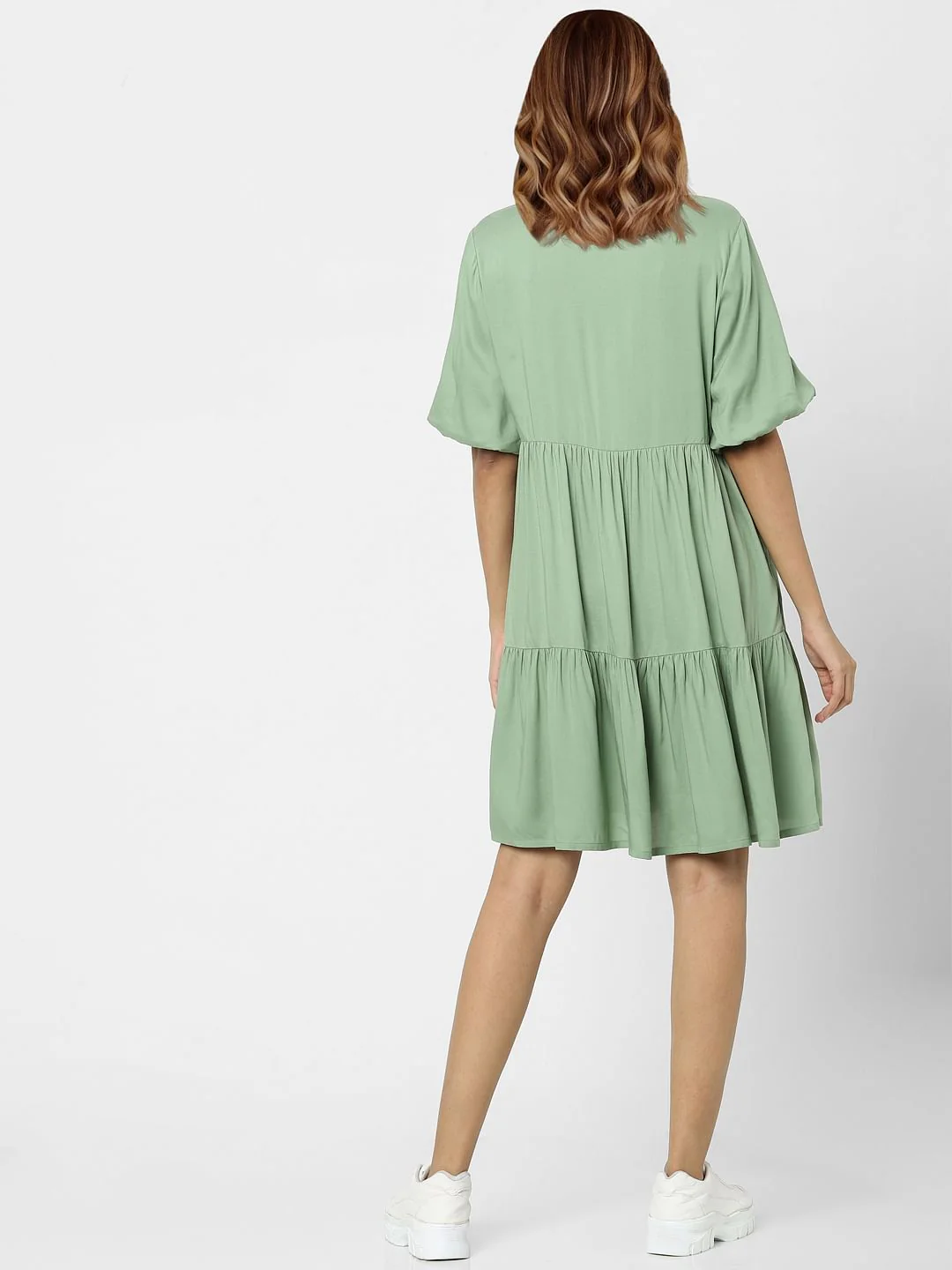 Green Tiered Shift Dress - Image 3