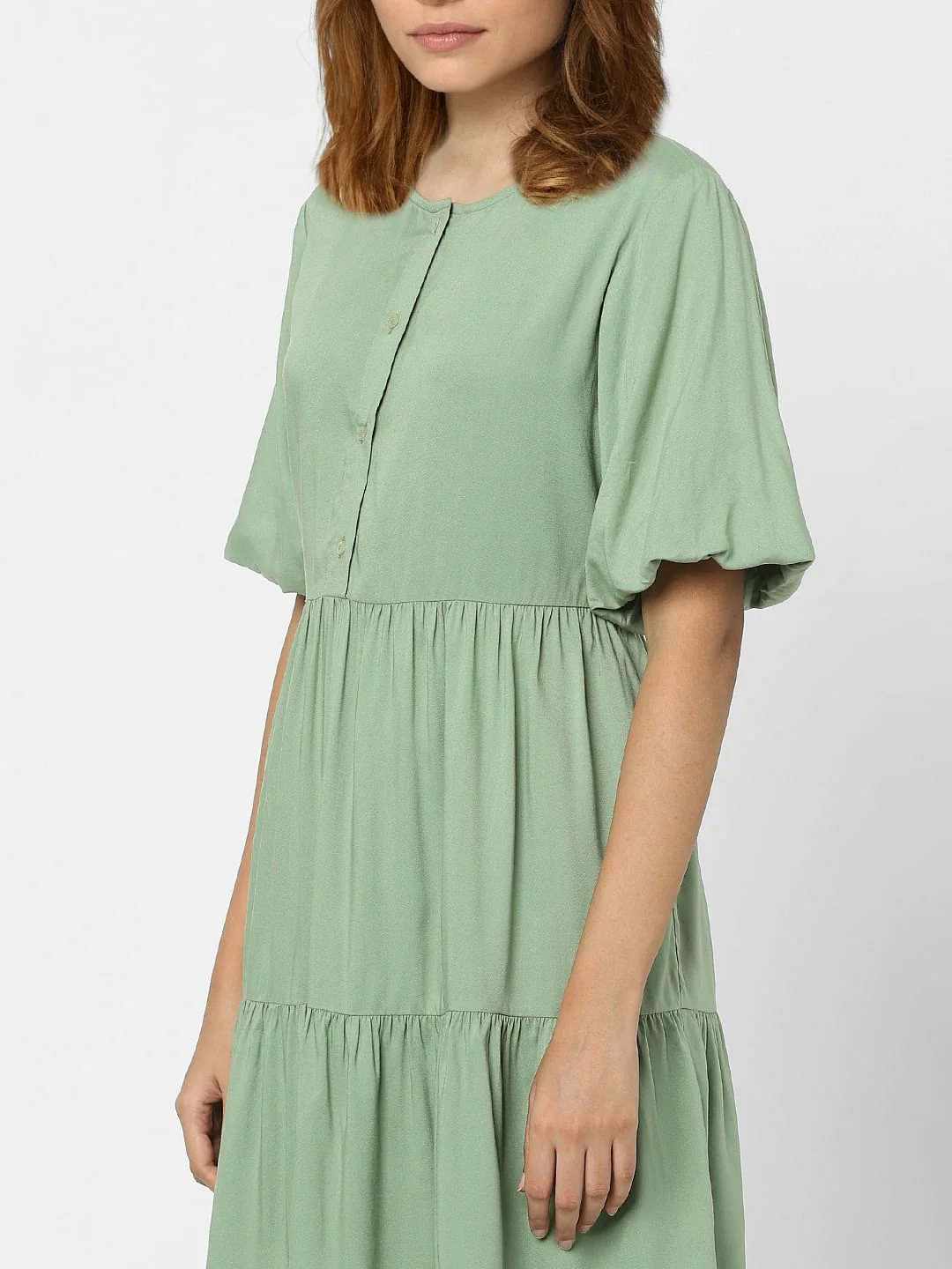 Green Tiered Shift Dress - Image 4