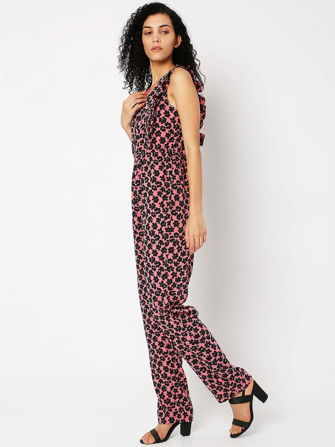 Pink Floral Print Jumpsuit - Image 2