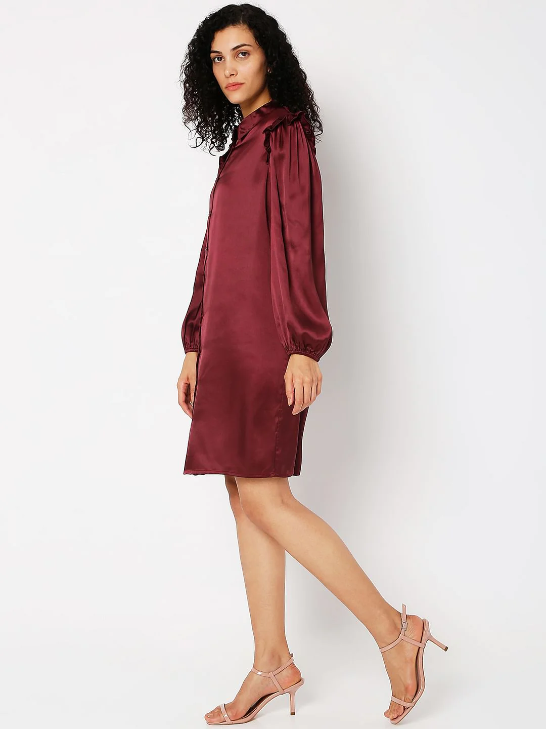 Wine Shirt Dress - Image 2
