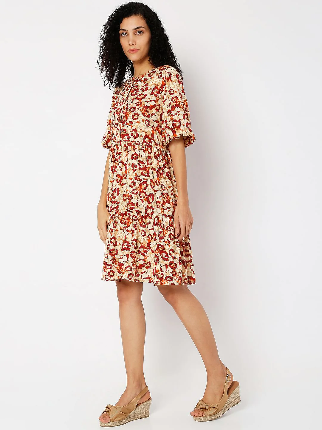 Orange Floral Print Shift Dress - Image 2