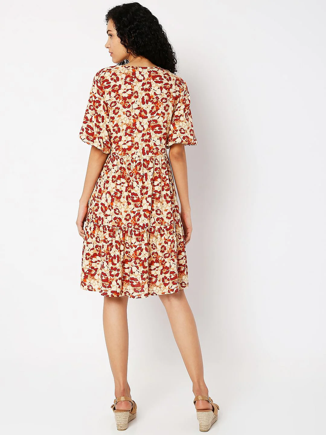 Orange Floral Print Shift Dress - Image 3