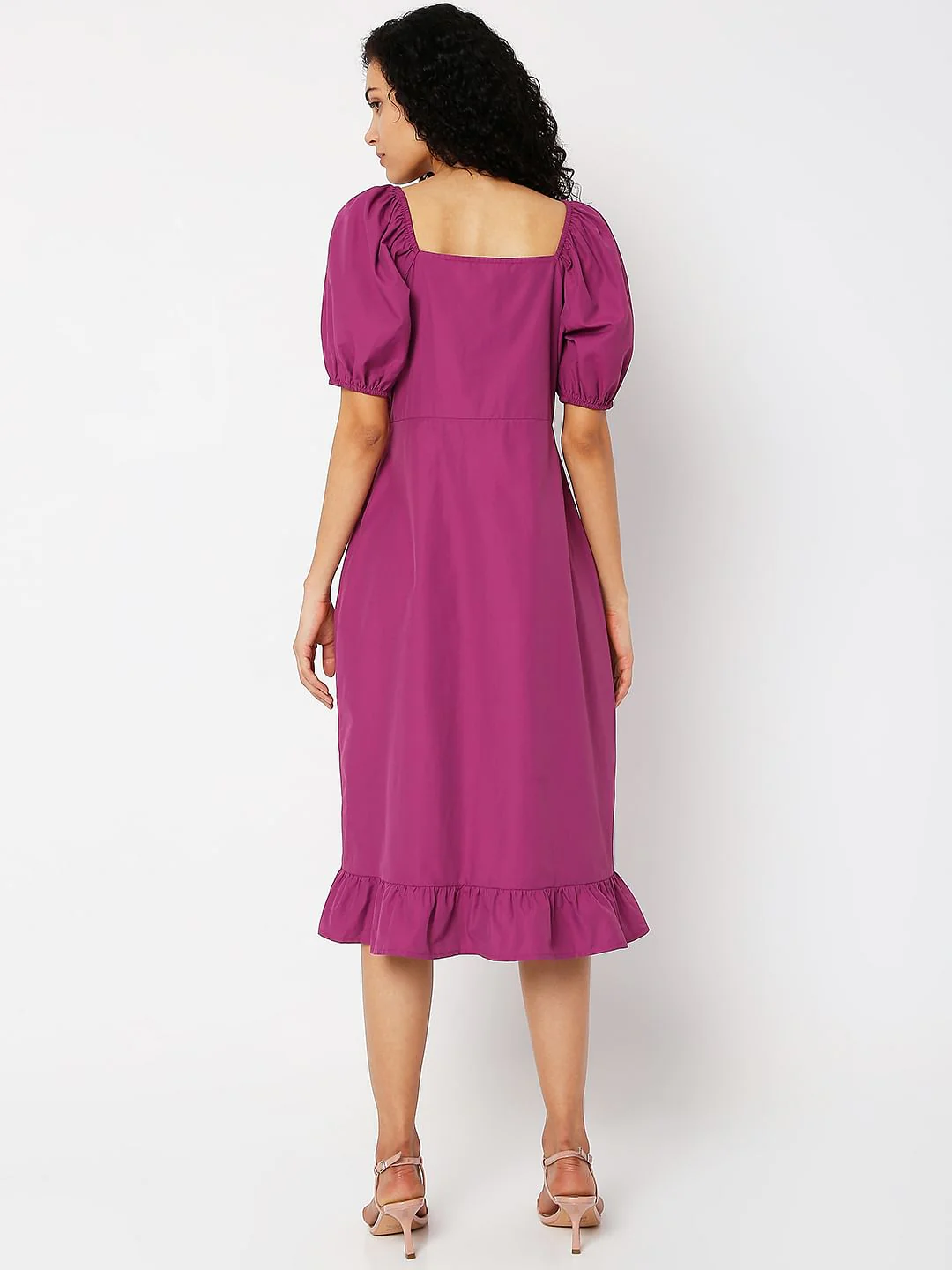 Purple Square Neck Midi Dress - Image 3