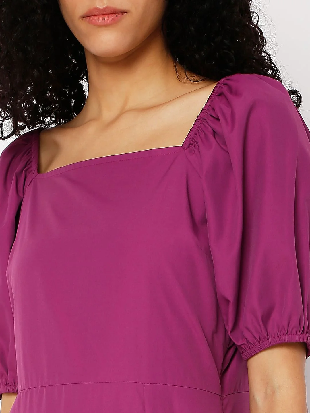 Purple Square Neck Midi Dress - Image 4