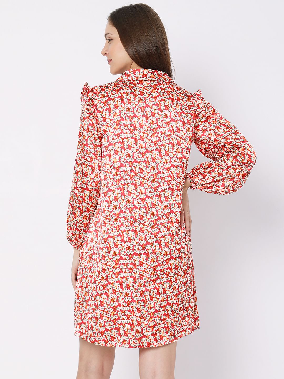 Red Floral Shirt Dress - Image 3