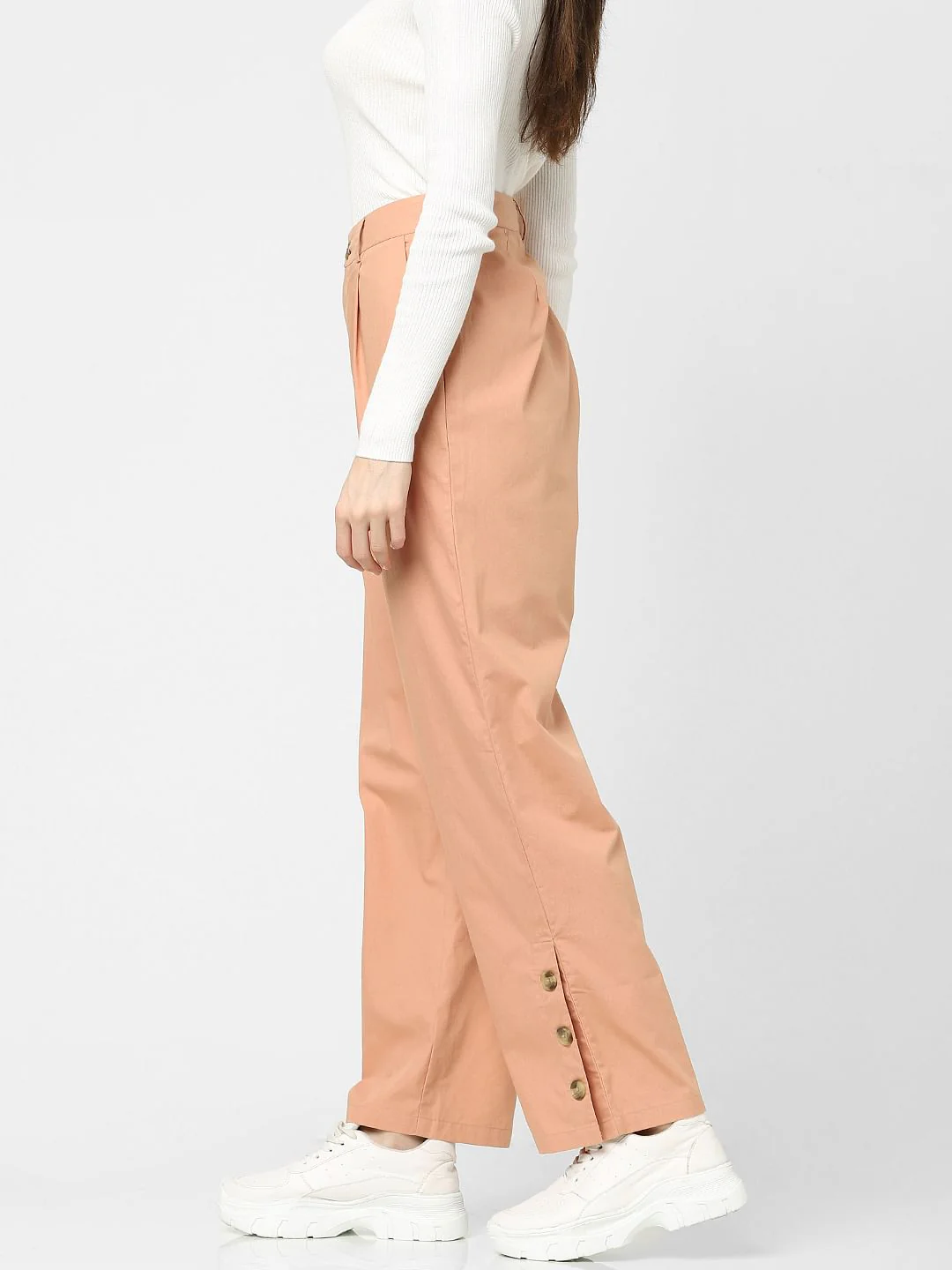 Peach High Rise Straight Fit Pants - Image 2