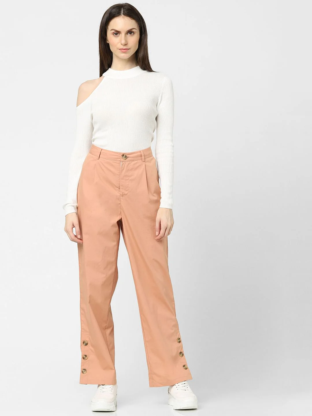 Peach High Rise Straight Fit Pants - Image 4