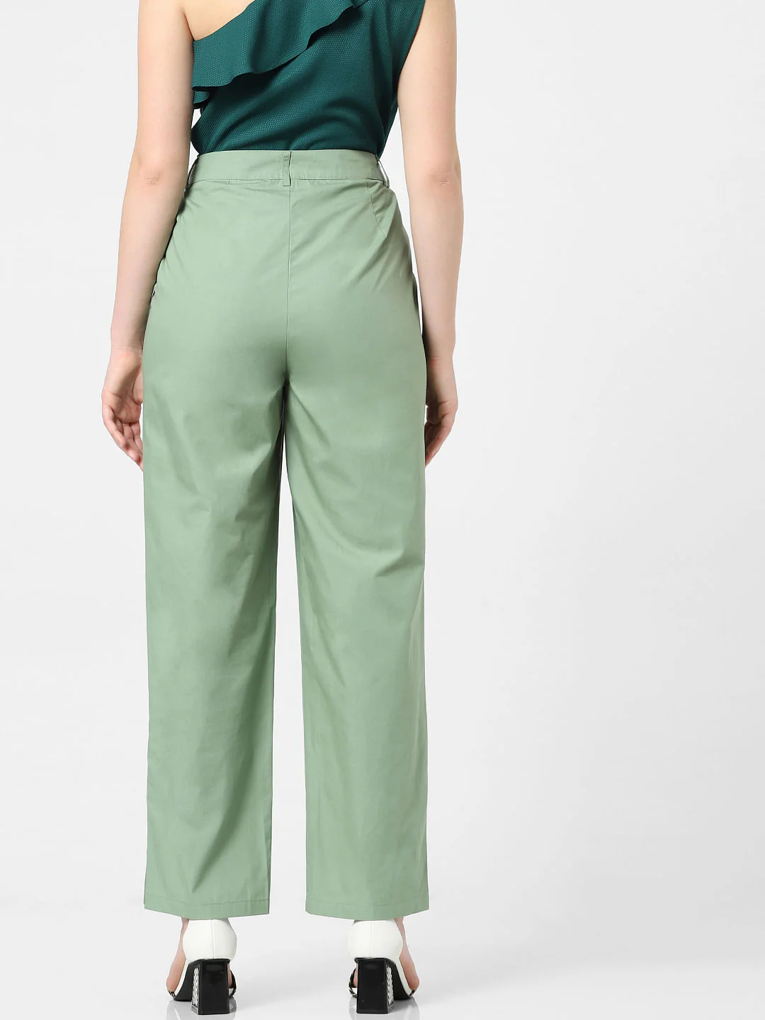Green High Rise Straight Fit Pants - Image 3