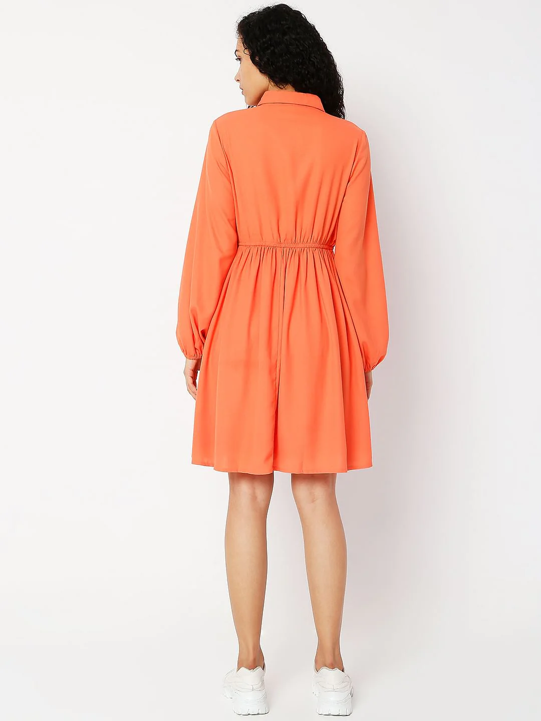 Orange Tiered Shift Dress - Image 3