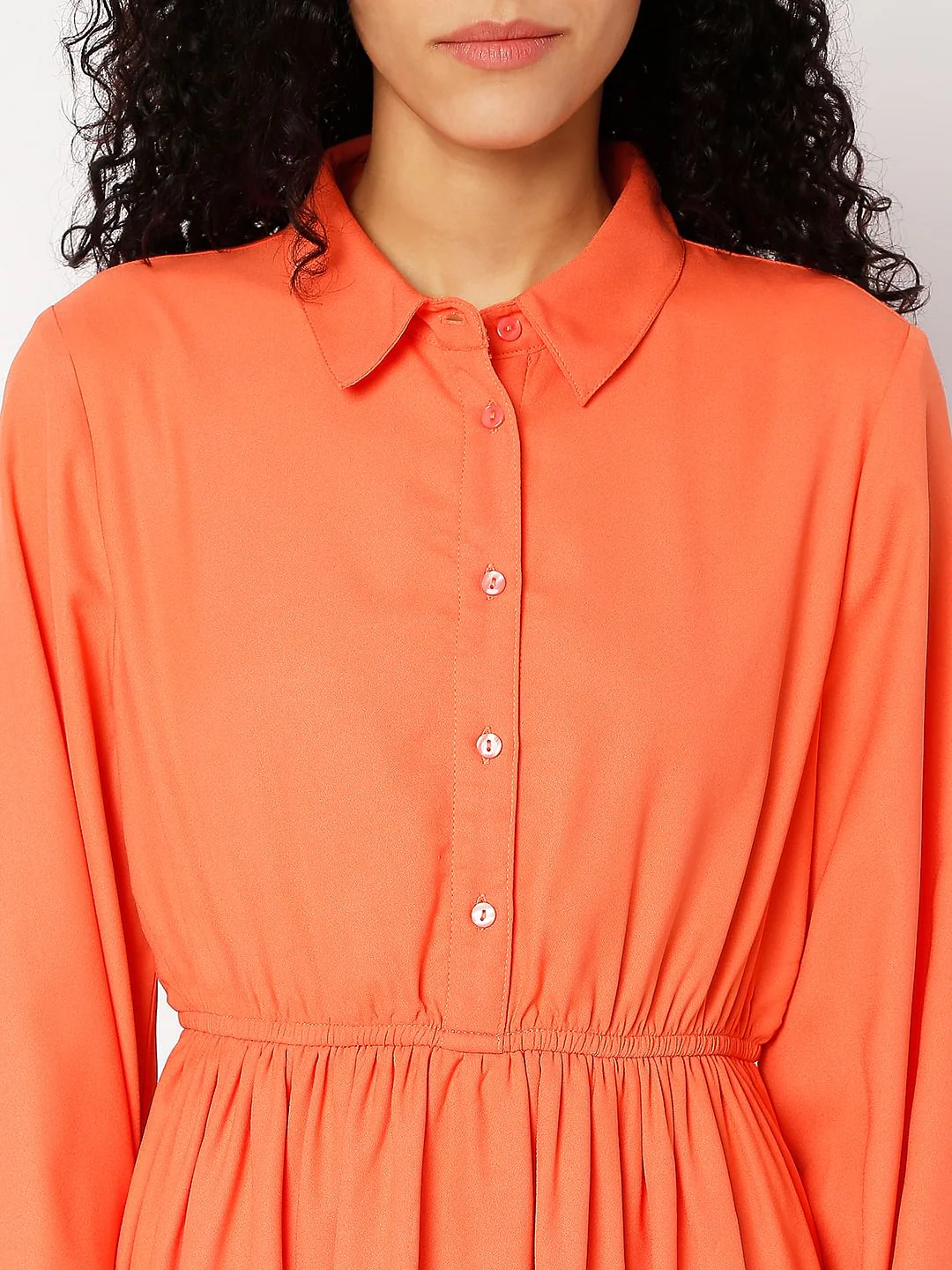 Orange Tiered Shift Dress - Image 4