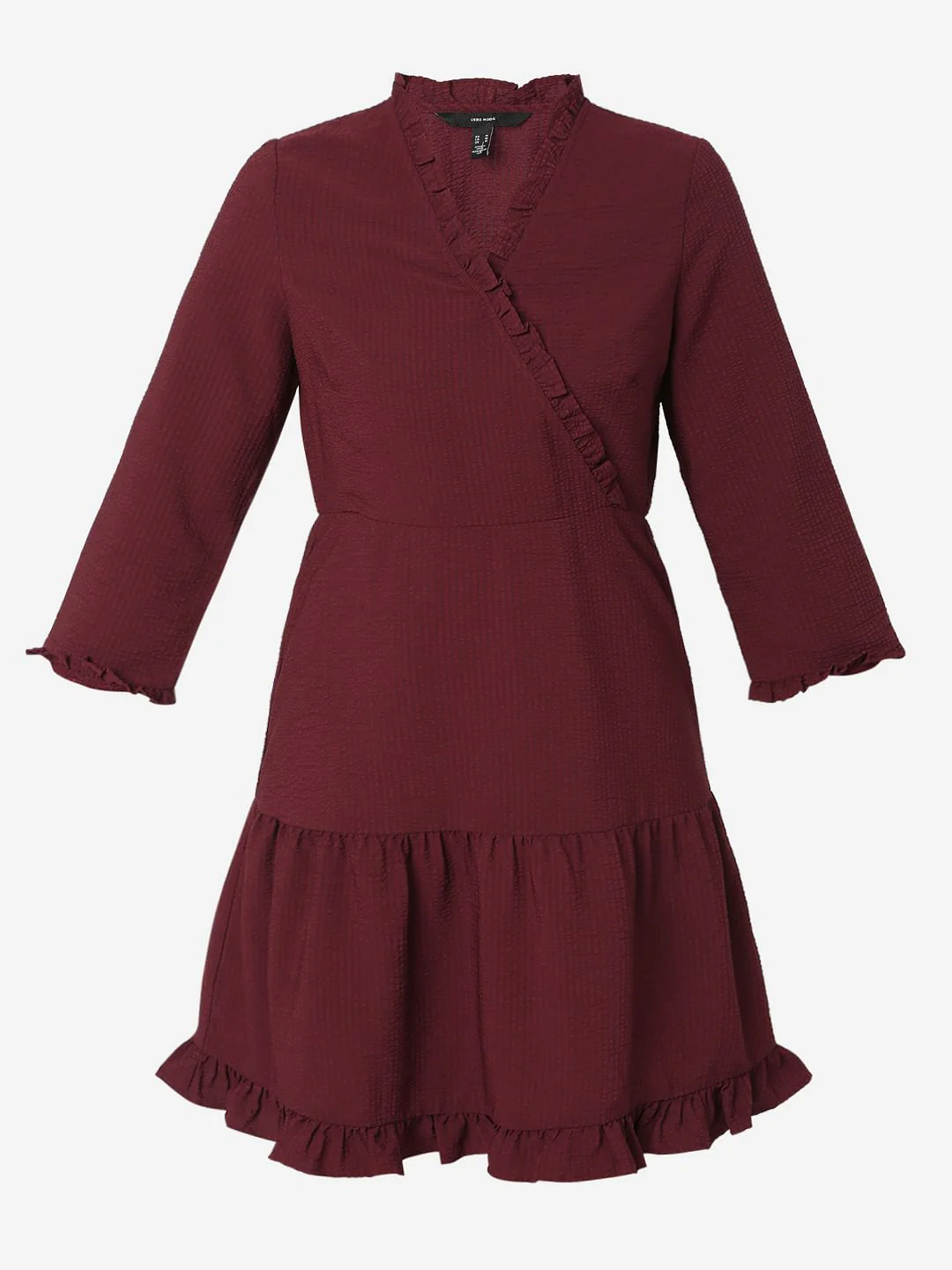 Wine Mock Wrap Shift Dress - Image 6