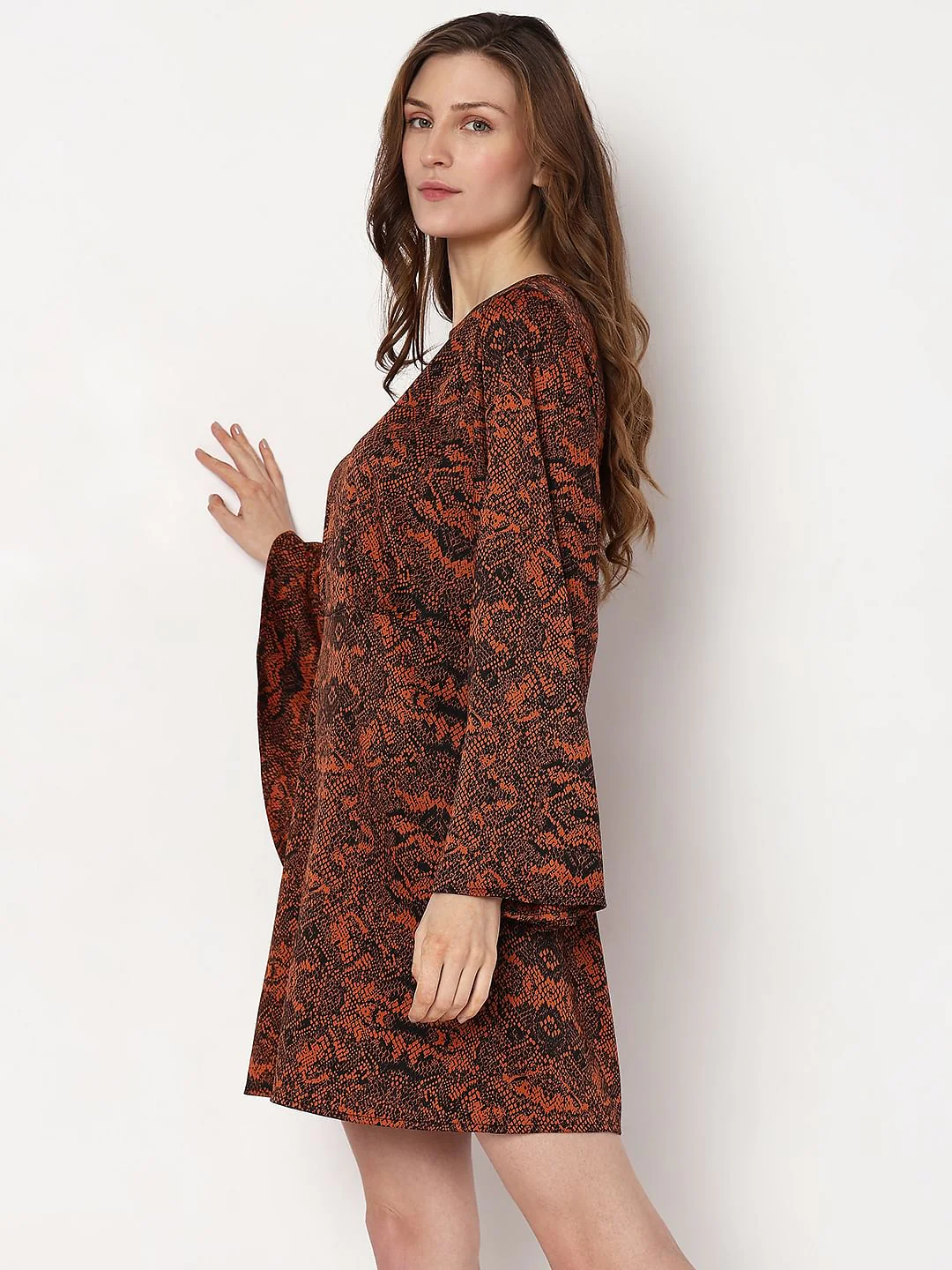 Brown & Black Animal Print Mini Dress - Image 3