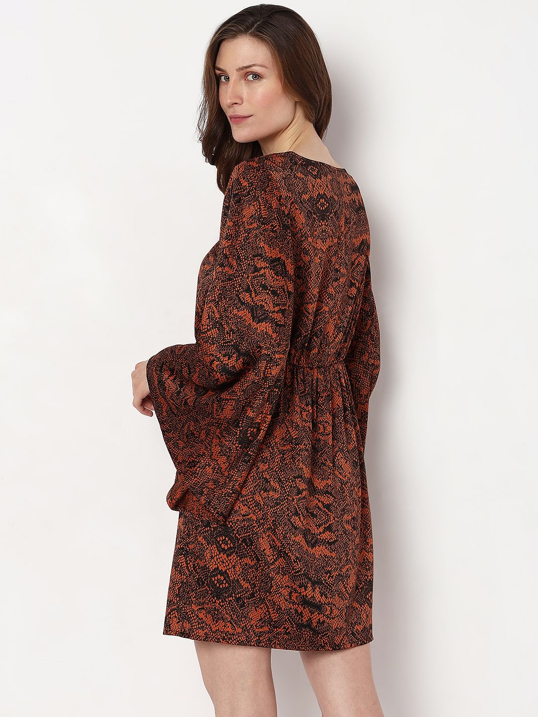 Brown & Black Animal Print Mini Dress - Image 4
