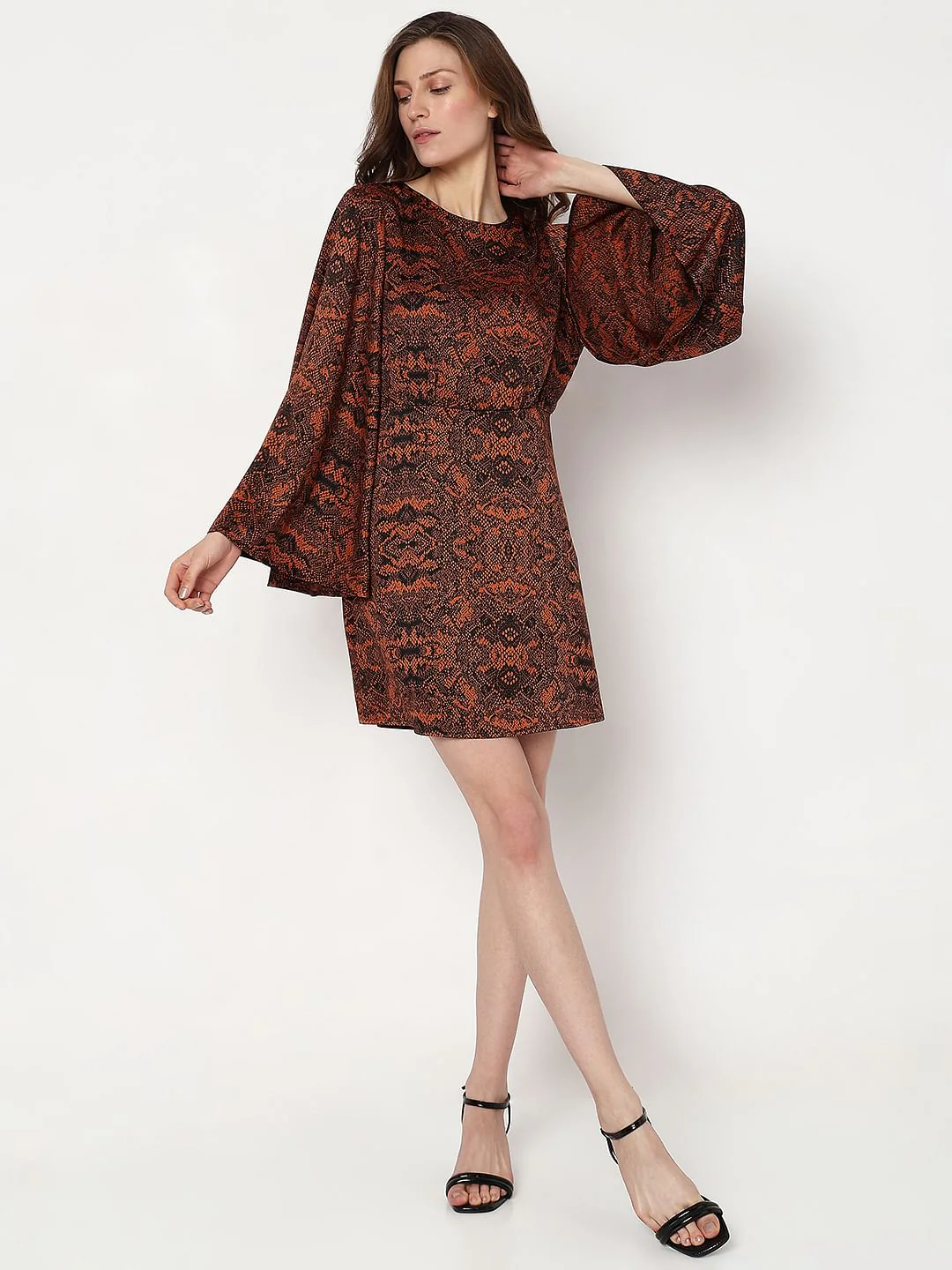 Brown & Black Animal Print Mini Dress - Image 5