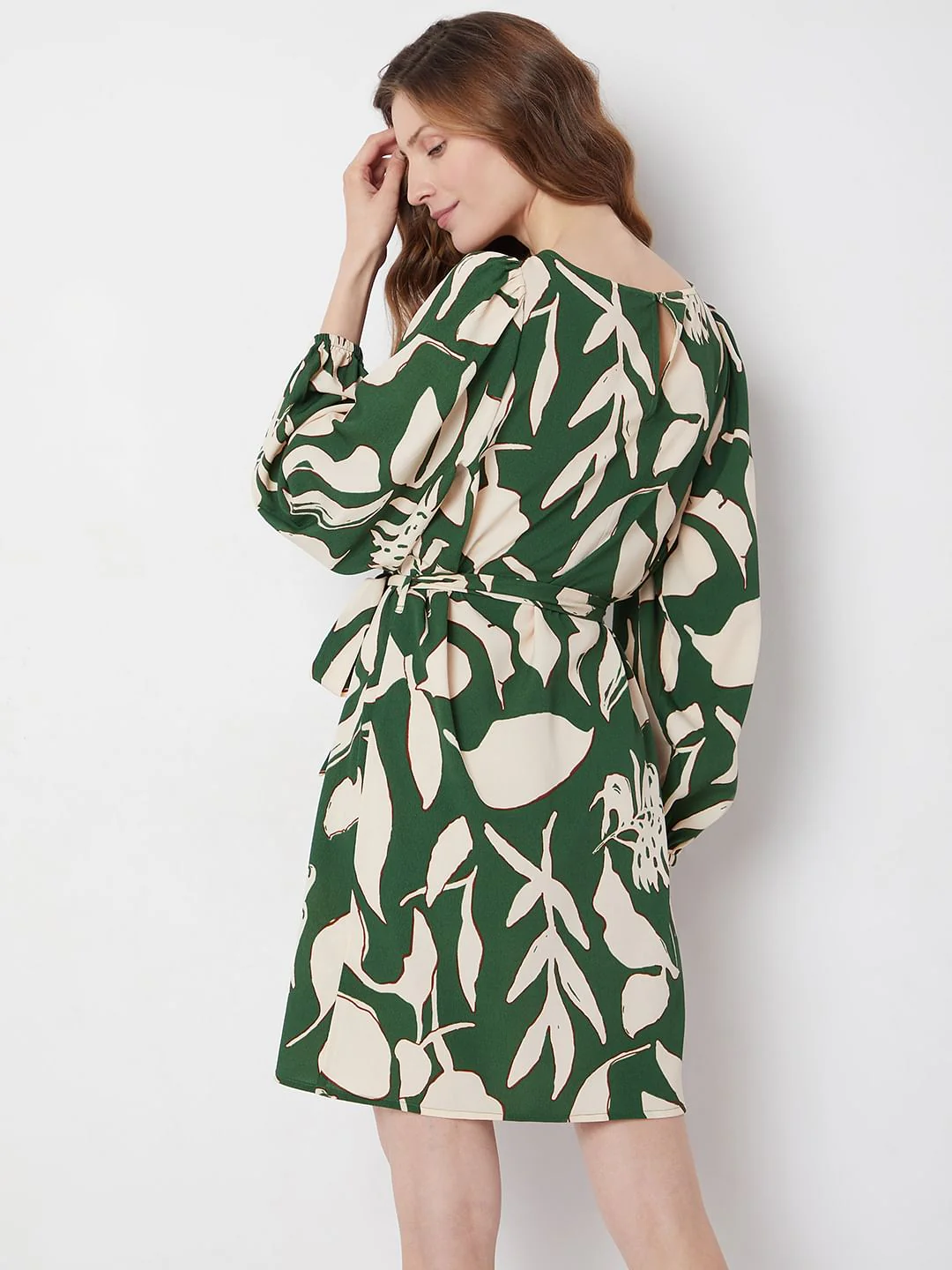 Green & Beige Printed Shift Dress - Image 4