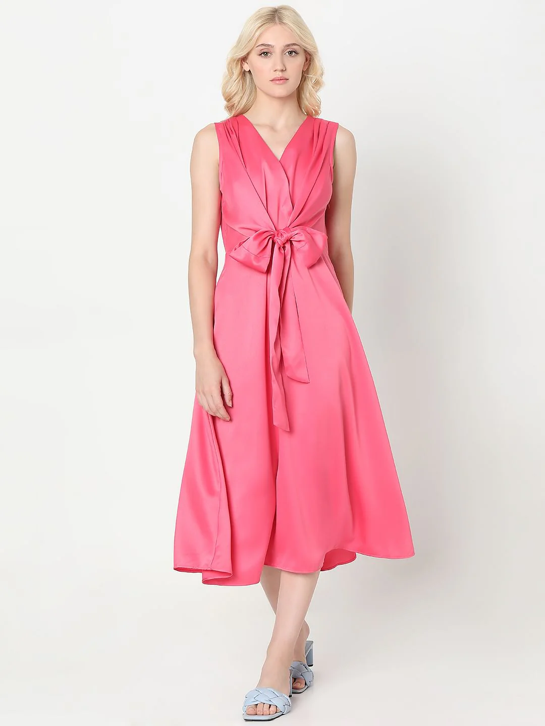 Pink Satin Midi Dress - Image 2