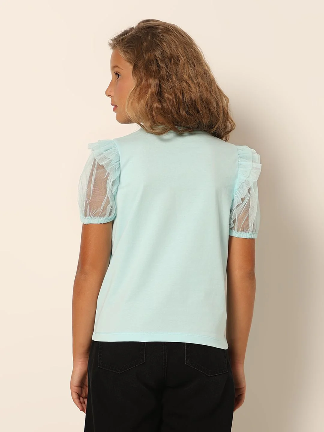 Girls Blue Sequin Graphic T-Shirt - Image 3