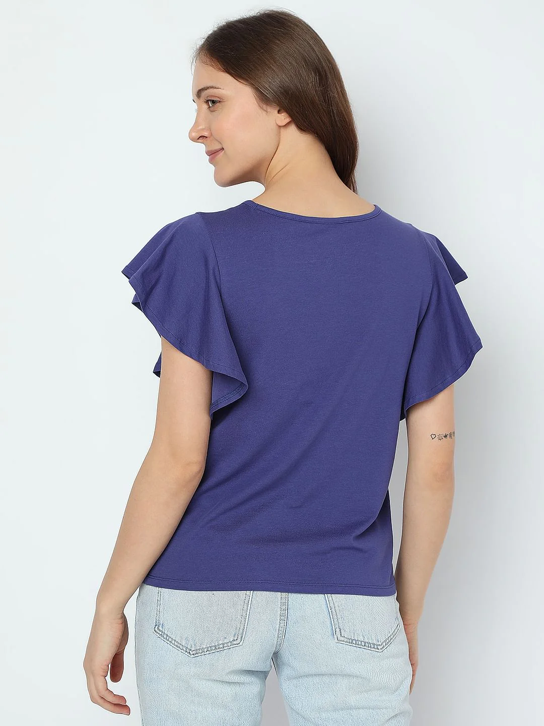 Navy Blue Foil Print T-Shirt - Image 4