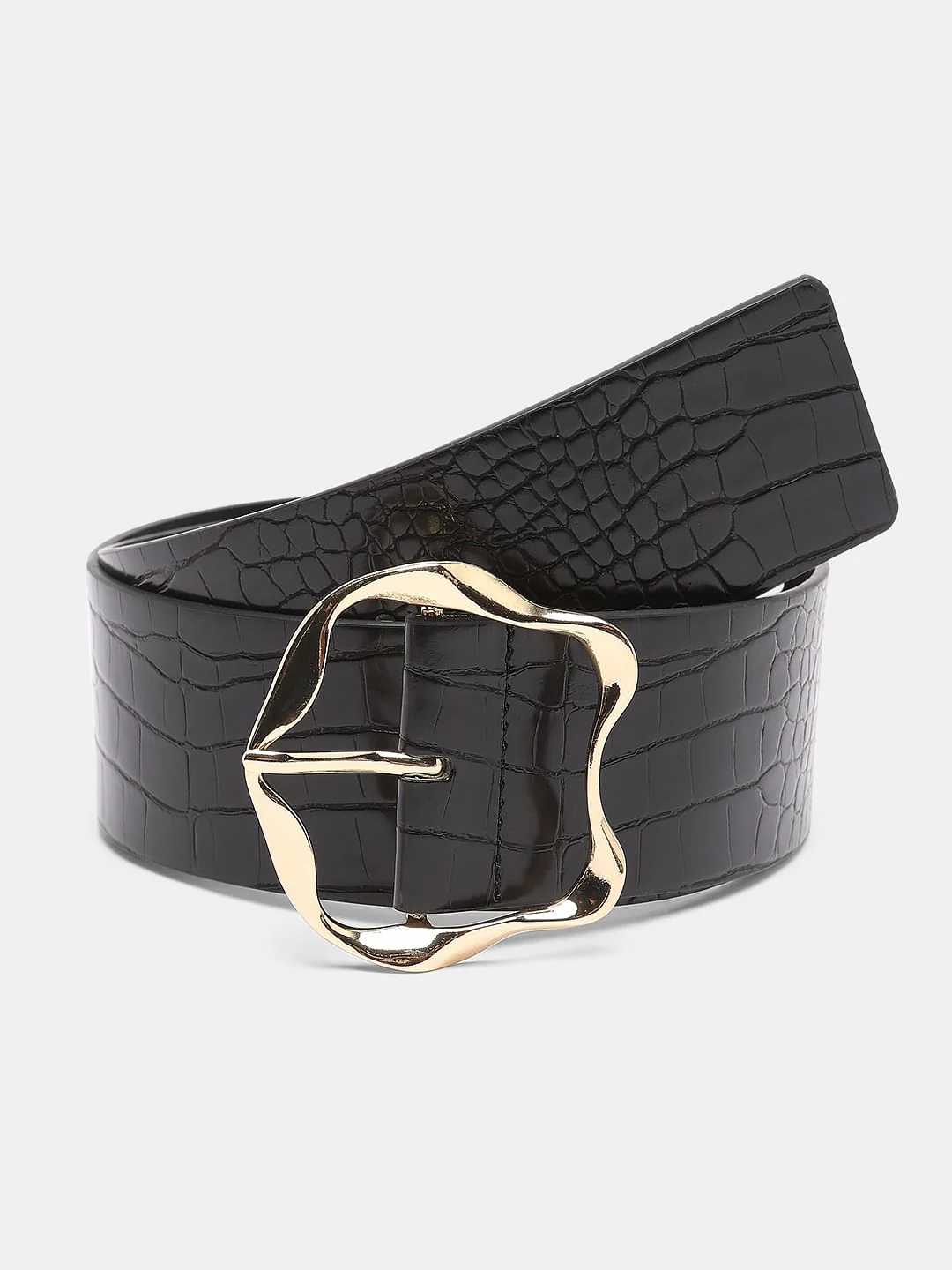 Black Croc Embossed Belt - Image 3