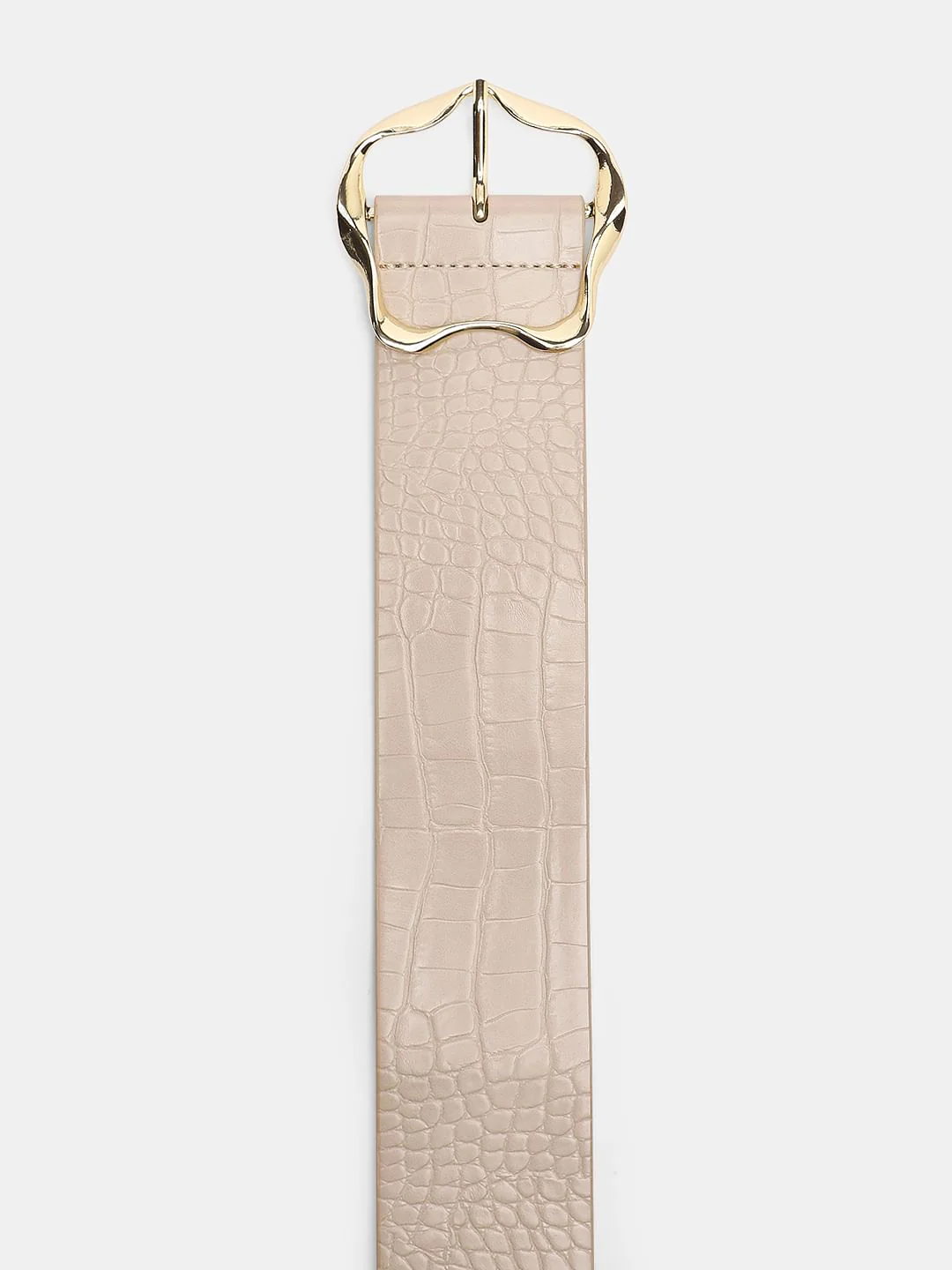 Beige Croc Embossed Belt - Image 5