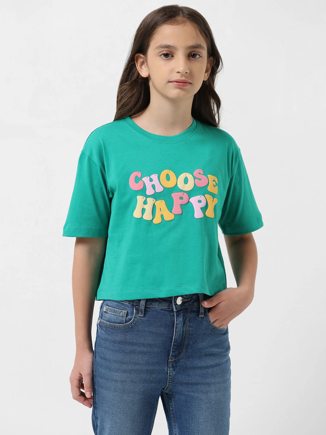 Girl Green Typographic Print T-Shirt - Image 2