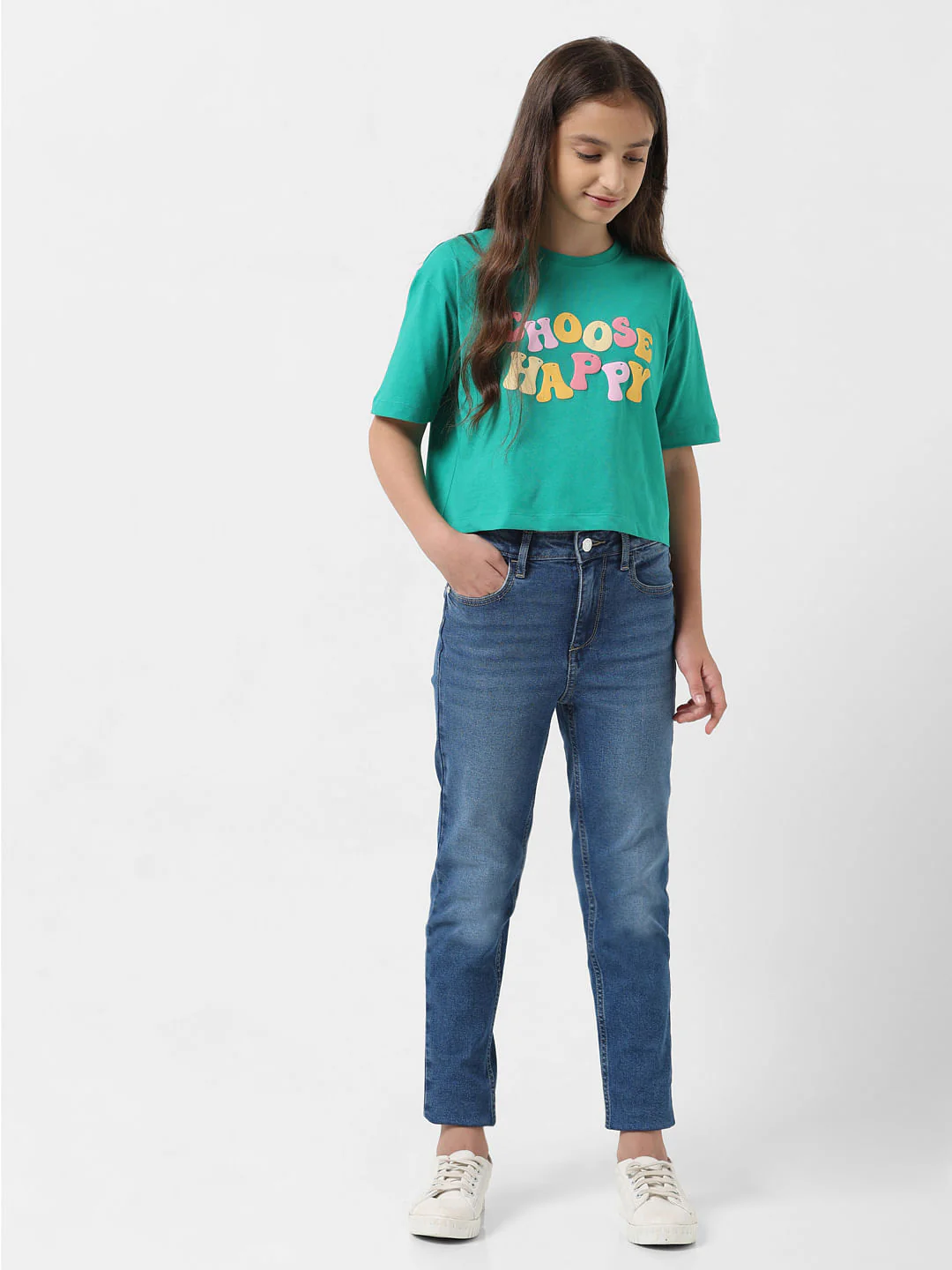Girl Green Typographic Print T-Shirt - Image 5