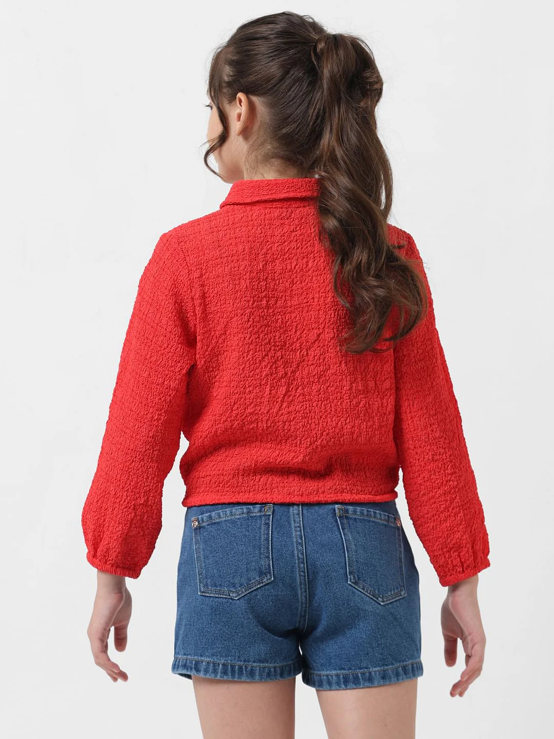 Girl Red Elasticated Hem Top - Image 3