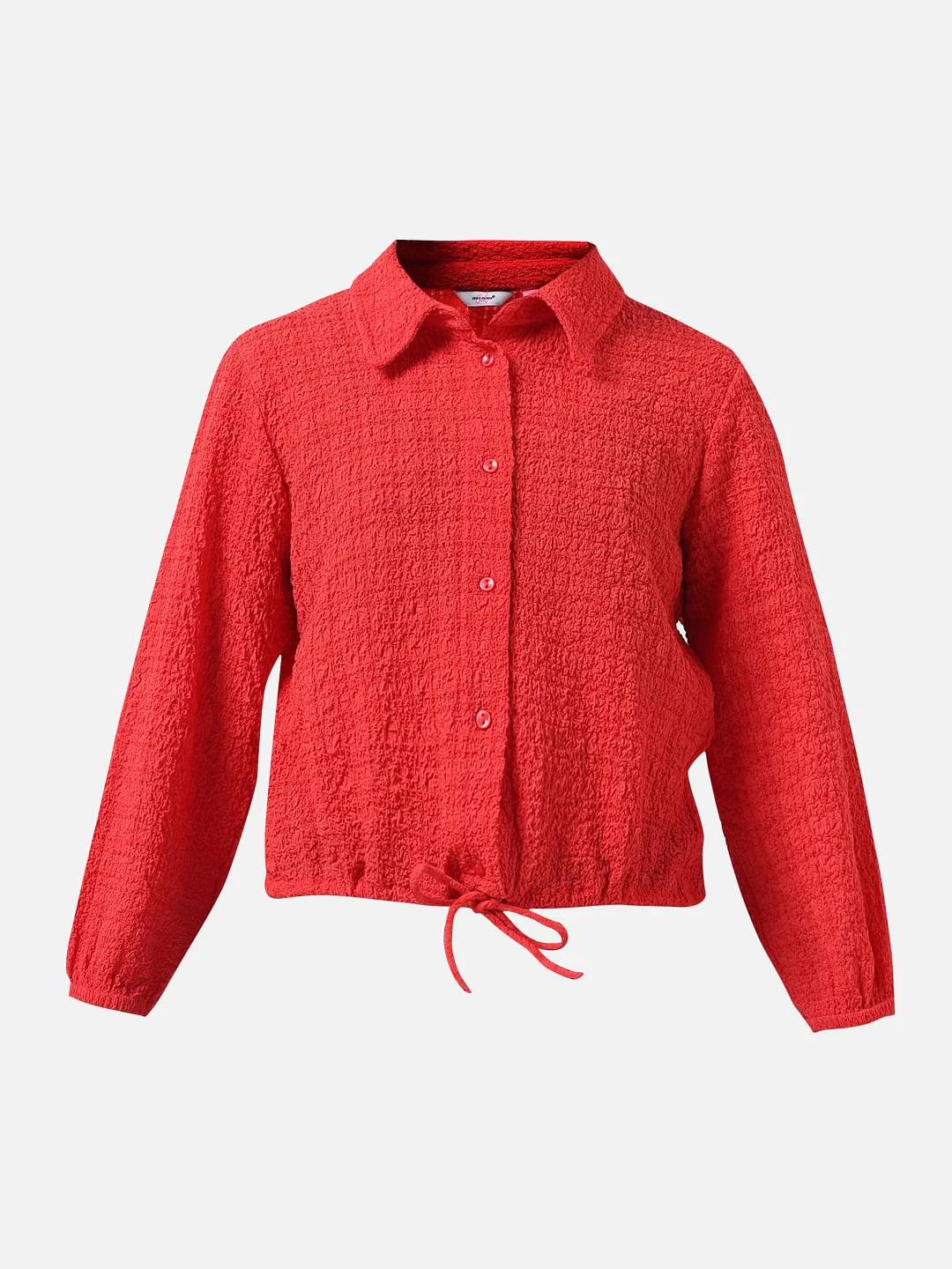 Girl Red Elasticated Hem Top - Image 6