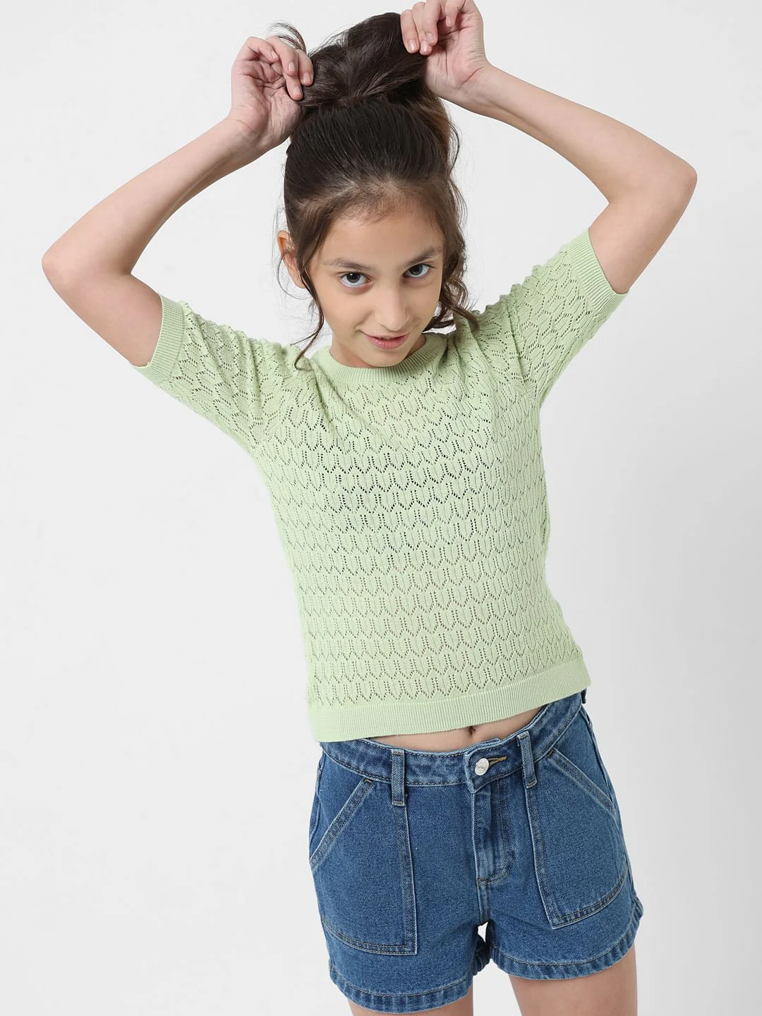 Girl Green Flat Knit Top