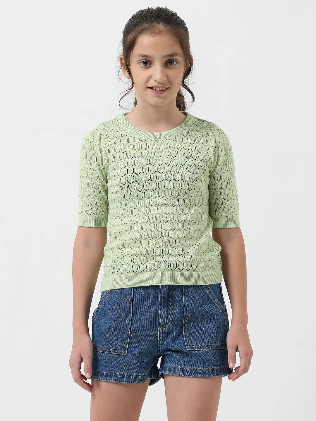 Girl Green Flat Knit Top - Image 2