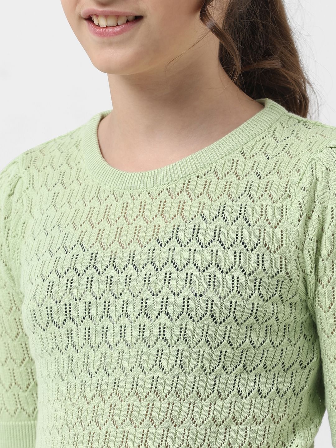 Girl Green Flat Knit Top - Image 4