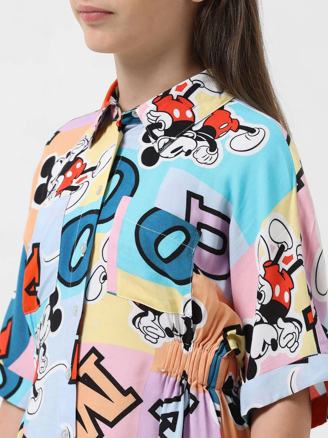 Girl X Disney White Mickey Print Colourblocked Dress - Image 4