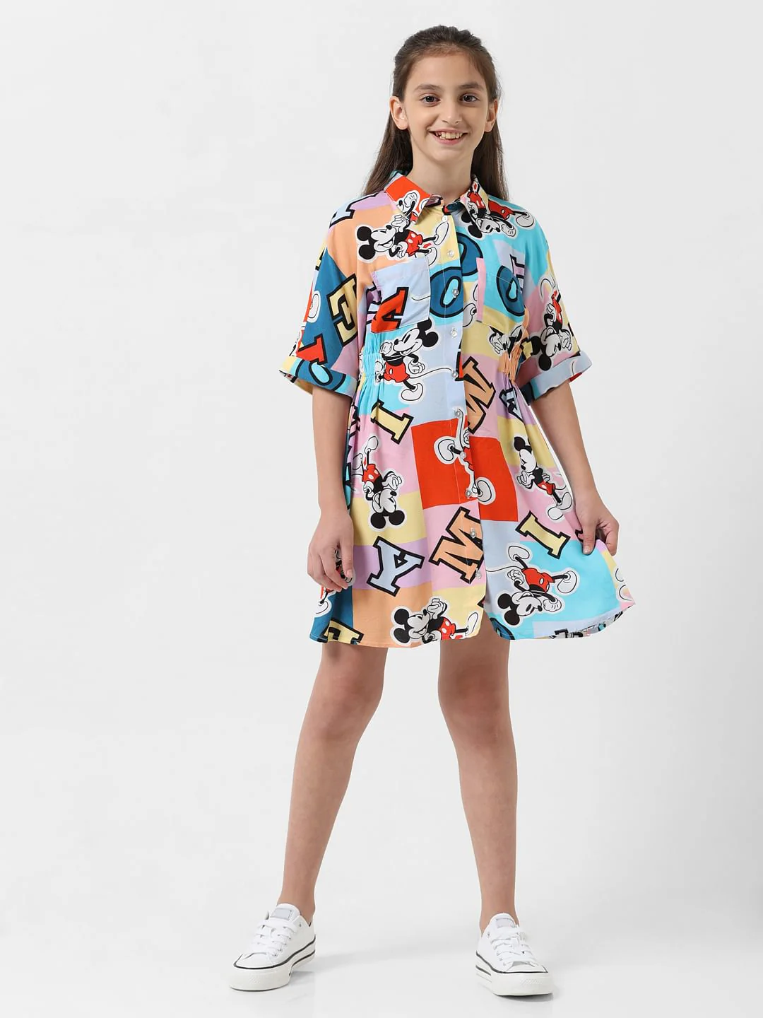 Girl X Disney White Mickey Print Colourblocked Dress - Image 5