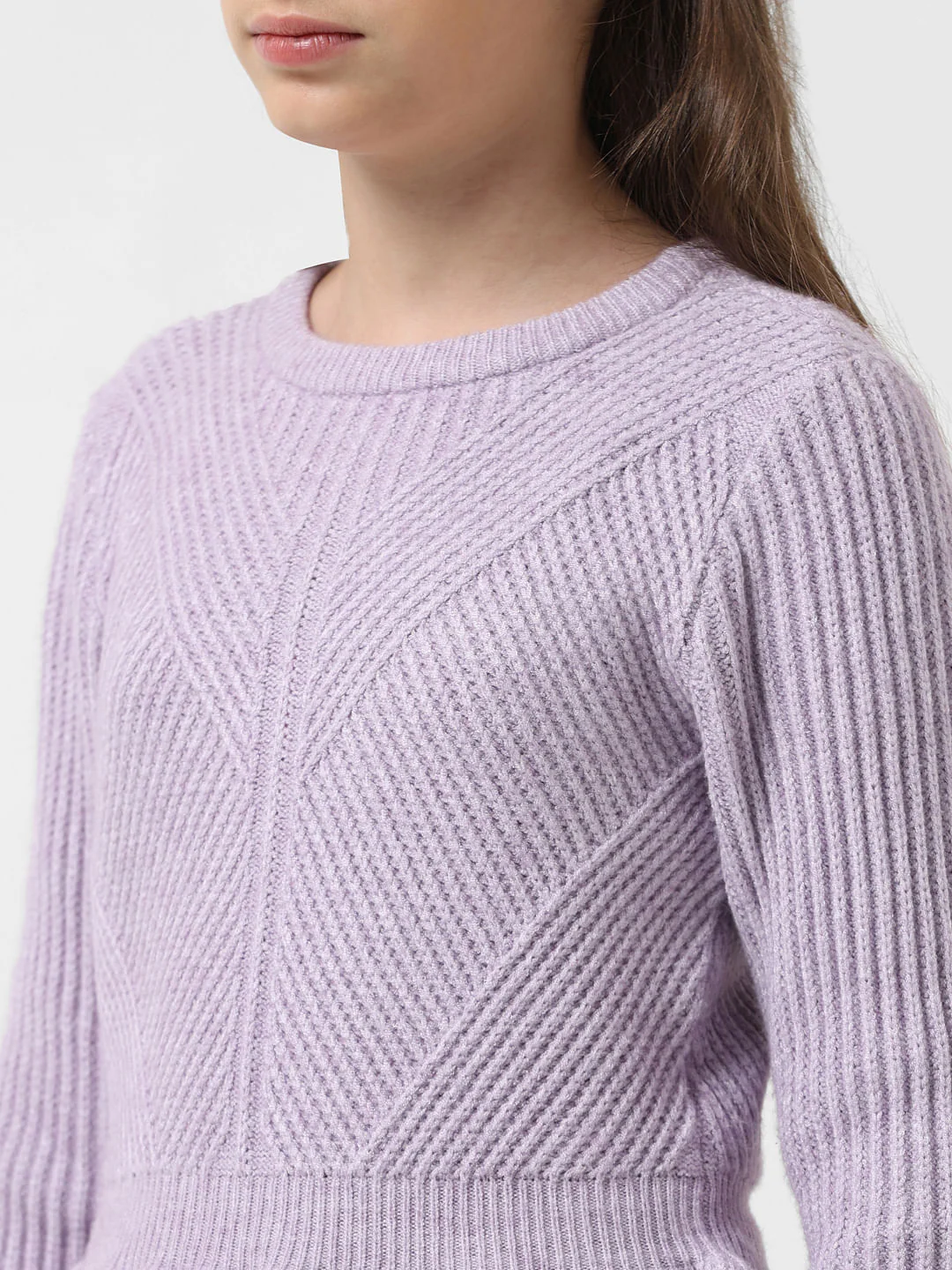 Girl Purple Ribbed Peplum Pullover - Image 4