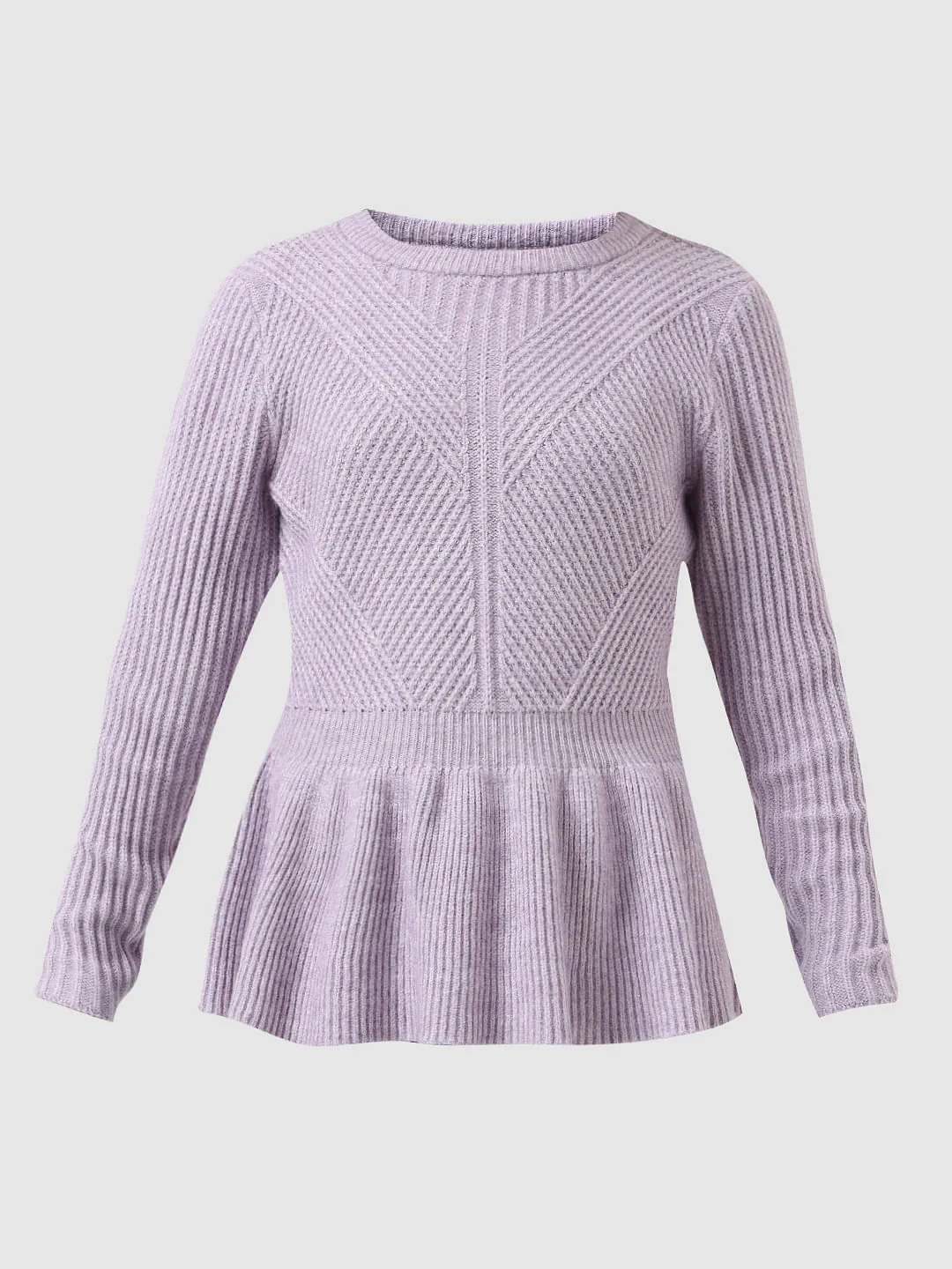 Girl Purple Ribbed Peplum Pullover - Image 6