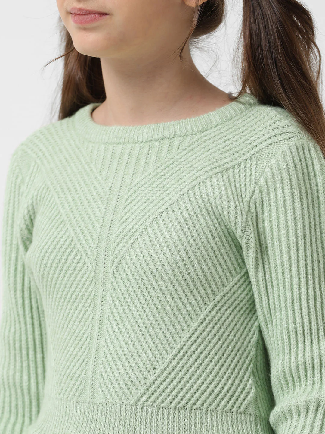 Girl Green Ribbed Peplum Pullover - Image 4