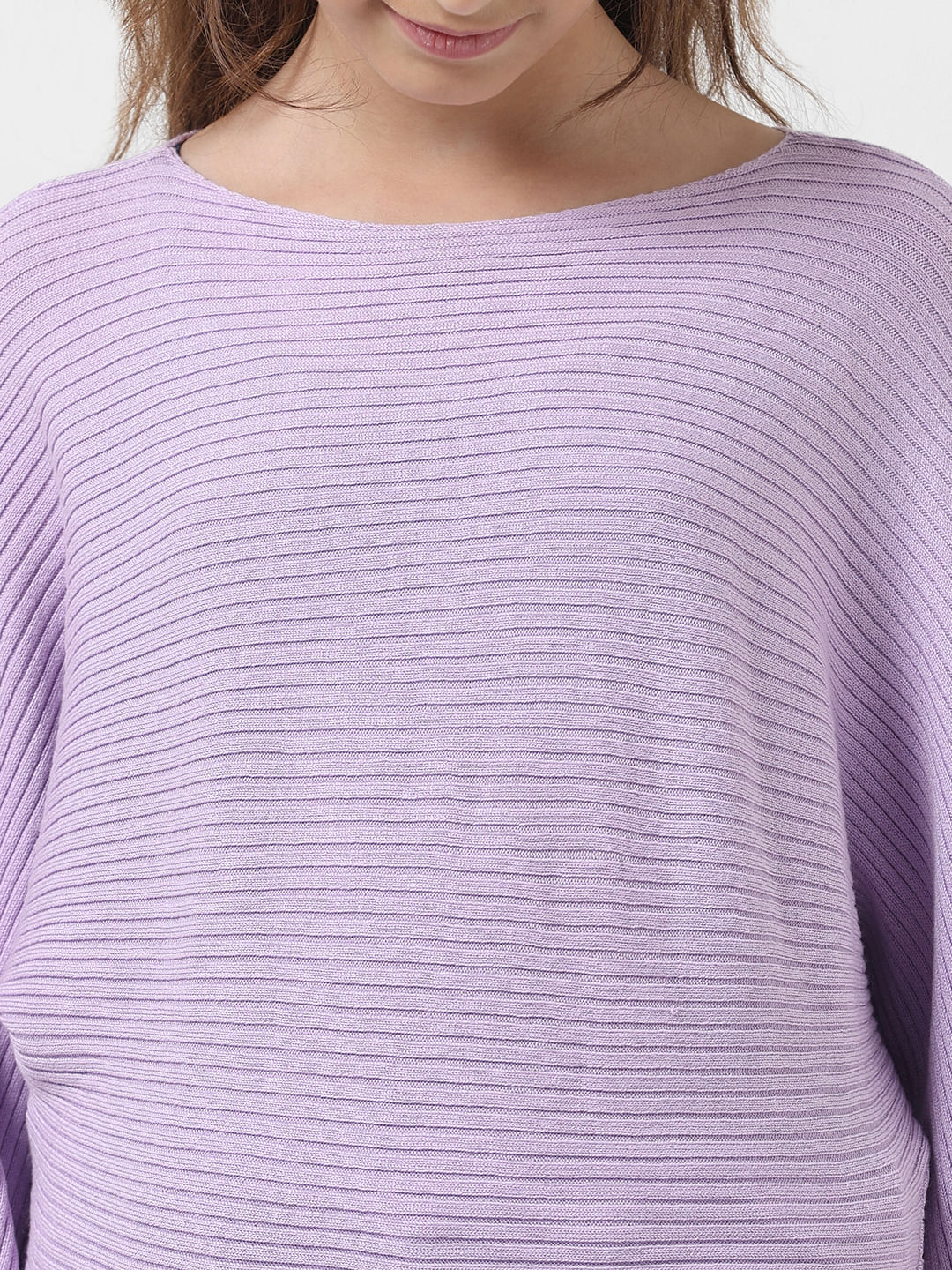 Girl Purple Ribbed Boat Neck Pullover - Image 4