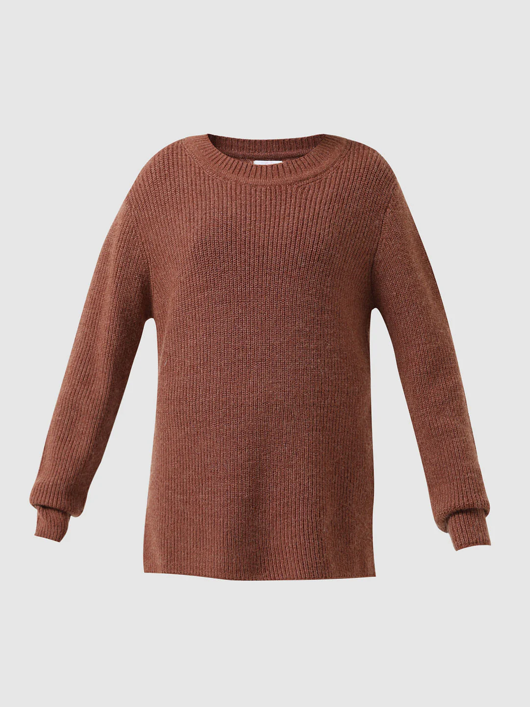 Girl Brown Ribbed Loose Fit Pullover - Image 6