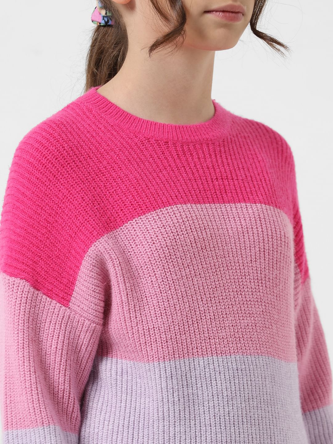 Girl Purple Colourblocked Pullover - Image 4