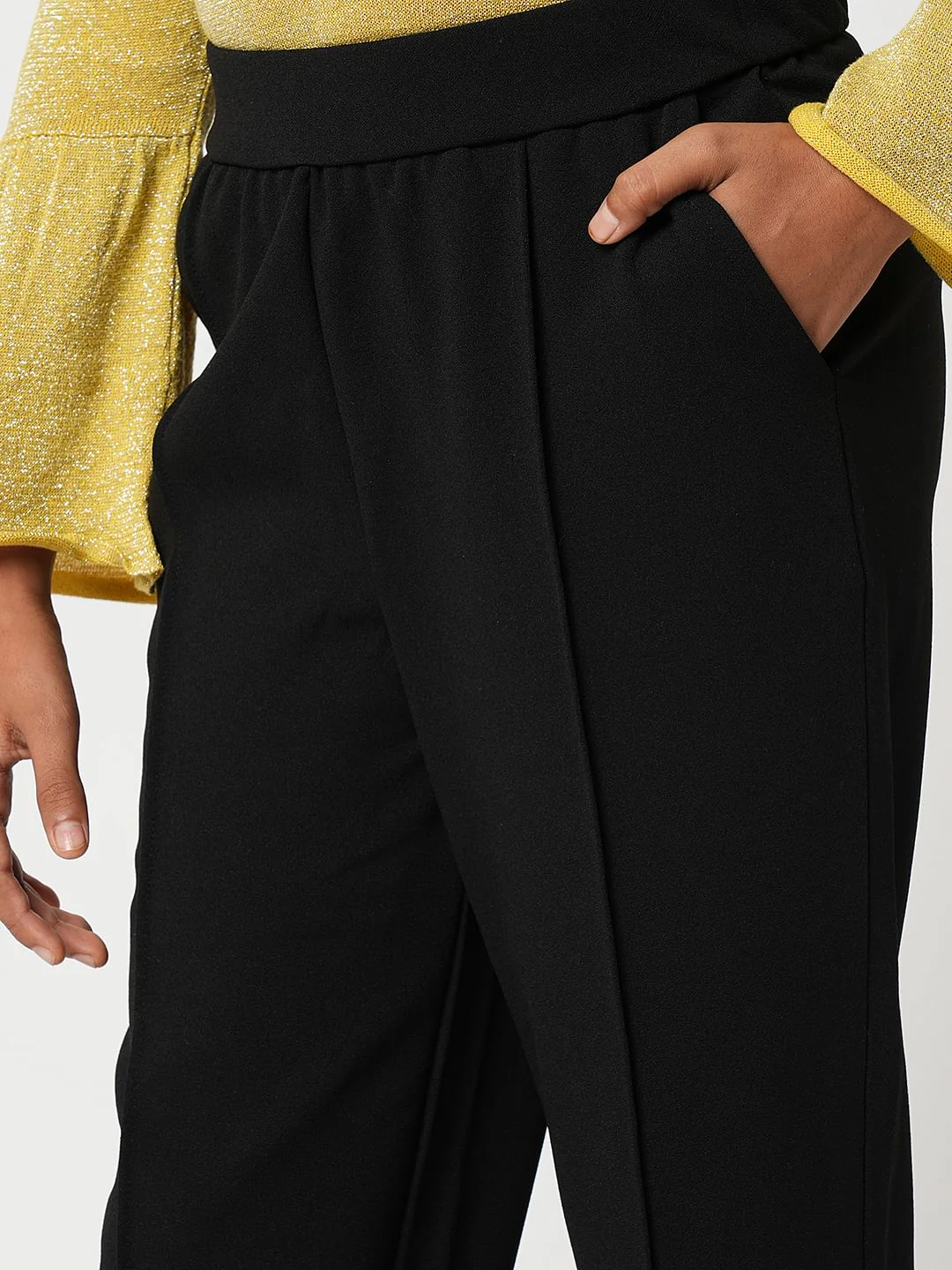 Girl Black Mid Rise Pintuck Pants - Image 5