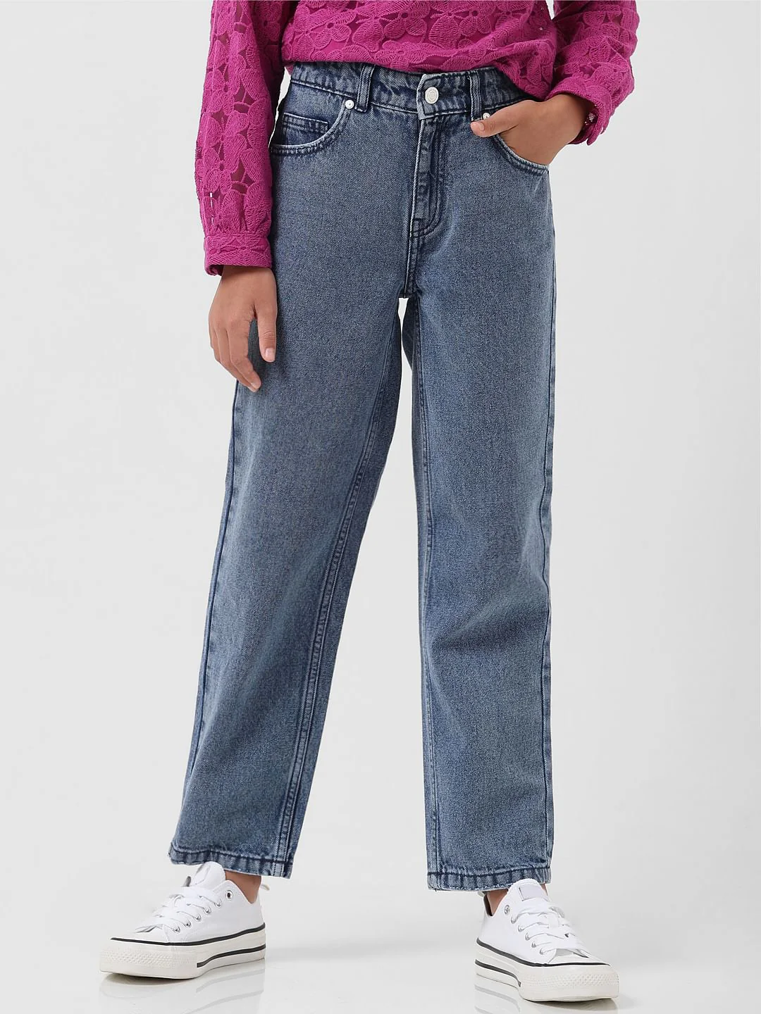 Girl Blue High Rise Jade Straight Fit Jeans - Image 2