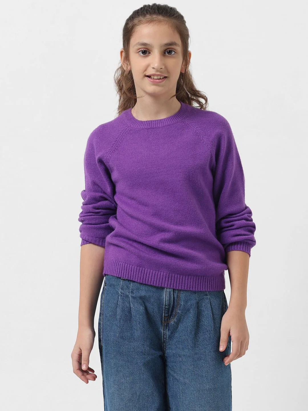 Girl Dark Purple Full Sleeves Pullover - Image 2