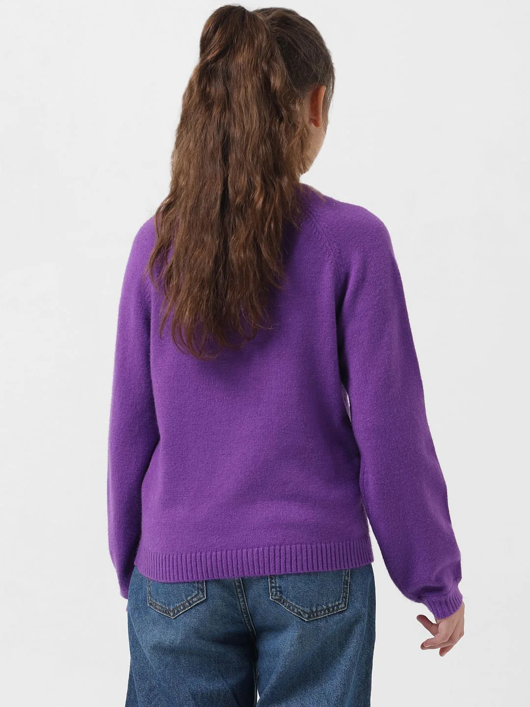 Girl Dark Purple Full Sleeves Pullover - Image 3